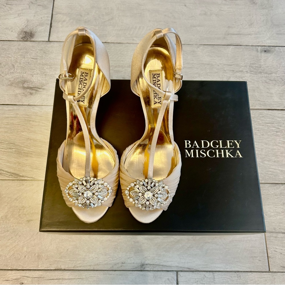 Badgley Mischka "Darling" Satin Nude Heel